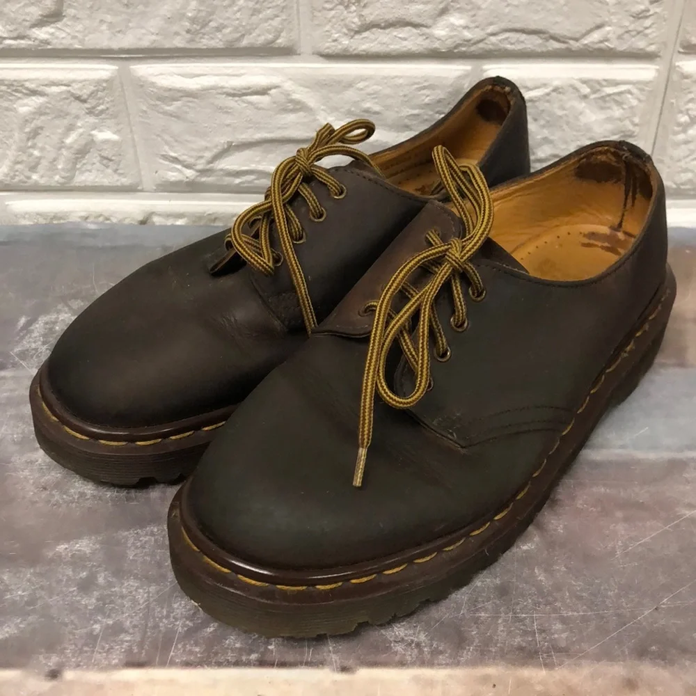 Vtg made in England Brown Leather Oxfords‎ 4 Eye Doc Dr. Martens UK mens 5 women